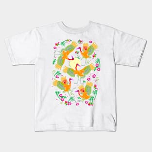 Beautiful cranes dancing around the moon. Kids T-Shirt